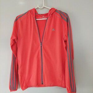 Adidas Youth L/14 Hooded Jacket Coral Color Grey Three-stripes